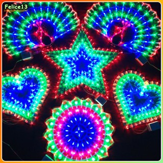 ไฟคริสต์มาส LED สร้างสรรค์ Parol / โคมไฟตกแต่งต้นคริสต์มาสแสงดาว / ดอกไม้ / ความรัก / การออกแบบนกยูง -FE