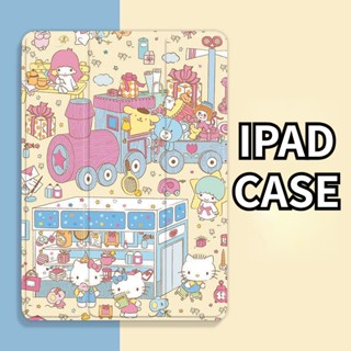 เคสแท็บเล็ต แบบใส ลายการ์ตูนรถไฟ พร้อมช่องใส่ปากกา สําหรับ iapd pro11 iPad gen7 8 9 10.2 air5 4 10.9 gen5 6 Air 1 2 9.7 gen 10 2022 2021