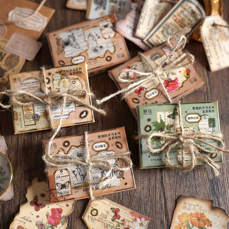 Journamm สติกเกอร์ สไตล์วินเทจ สําหรับตกแต่งสมุดภาพ DIY 40 ชิ้น ต่อแพ็ก