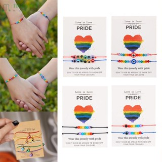 Maywi LGBT สร้อยข้อมือ เชือกลูกปัด สีรุ้ง เรียบง่าย ปรับได้ เครื่องประดับคู่รัก ของขวัญสําหรับผู้หญิง ผู้ชาย