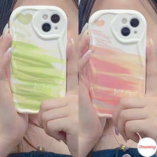 เคสโทรศัพท์มือถือ ขอบโค้ง สีส้ม เขียว สําหรับ Samsung Galaxy S23 S22 S21 Plus Ultra 20 FE A50S A51 A52S A53 A54 A71 A72 A73 A10S A11 A12 M11 M12