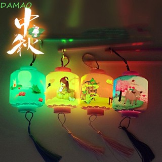 Damao โคมไฟกระดาษ LED ทรงกลม ลายการ์ตูนสัตว์ กระต่าย สไตล์จีน แบบพกพา DIY สําหรับแขวนตกแต่ง