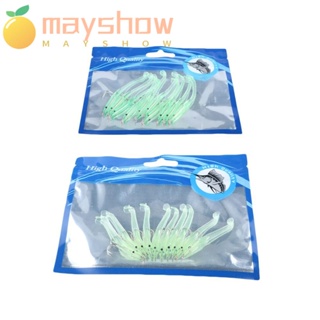 Mayshow 10 ชิ้น ปลาไหล ล่อ ว่ายน้ํา ซิลิโคน หัวจิ๊กตะกั่วเรืองแสง