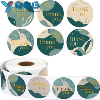 Yve สติกเกอร์ฉลาก ลาย Thank You สีเขียว สําหรับติดตกแต่งเบเกอรี่ เครื่องเขียน 2 ม้วน