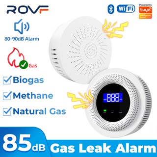 Rovf Tuya Wifi เครื่องตรวจจับก๊าซธรรมชาติ อัจฉริยะ ตรวจจับการรั่วไหลของแอพ ใช้ในครัวเรือน เพื่อความปลอดภัย ชาร์จ USB