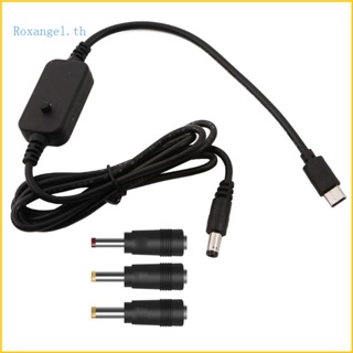 Rox สายเคเบิลแรงดันไฟฟ้า USB C เป็น 5V 9V 12V 12V 20V 115 ซม. ปรับได้ พร้อมโวลต์มิเตอร์ LED