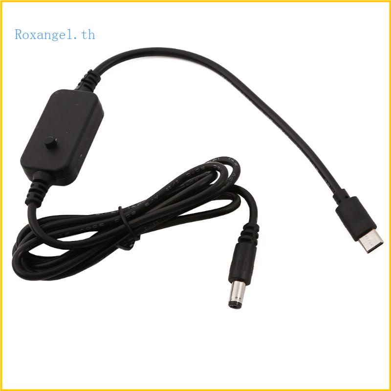 Rox สายเคเบิล USB C เป็น 5V 9V 12V 15V 20V 5 5x2 1 มม. พร้อมจอแสดงผลแรงดันไฟฟ้าเอาท์พุต สําหรับไฟ LED โมเด็ม กล้องวงจรปิด Ca