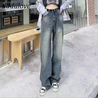 DaDulove💕 New American Ins High Street Retro Washed Jeans Niche High Waist Wide Leg Pants Large Size Trousers