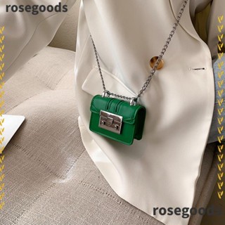 Rosegoods1 กระเป๋าถือ กระเป๋าสะพายไหล่ แต่งสายโซ่โลหะ ขนาดเล็ก หรูหรา หลากสี สําหรับผู้หญิง