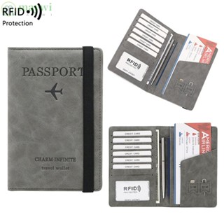 Maywi RFID ปกหนังสือเดินทาง คุณภาพสูง ยางยืด หนัง จัดระเบียบเอกสาร