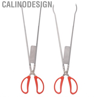 Calinodesign Crab Tongs Stainless Steel Plastic Handles 51cm Length Slot Tip Design Thicken Heat Resistant Scissor for Fishing Tools