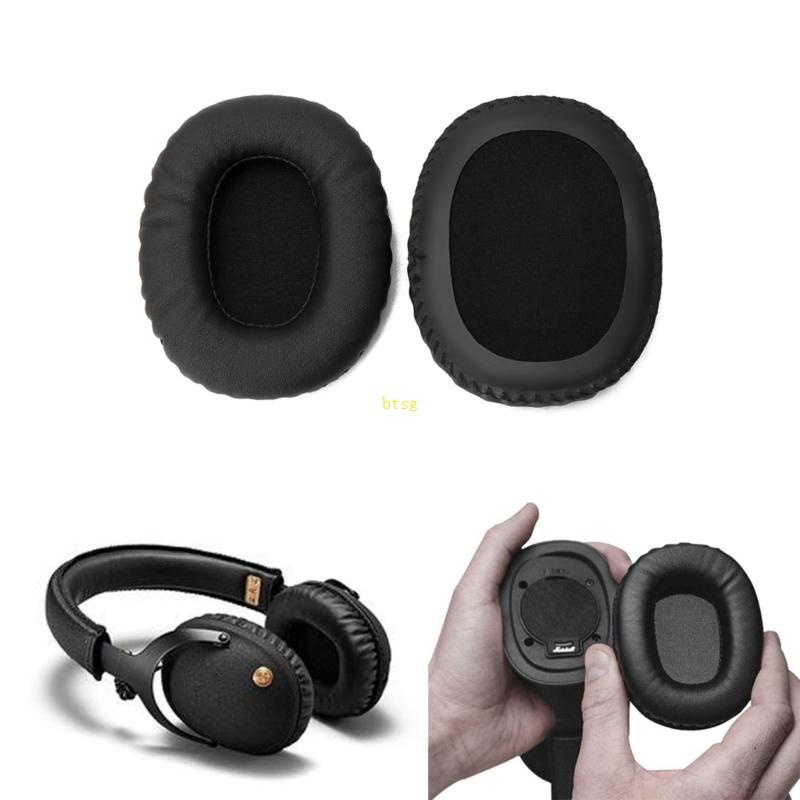 Btsg ฟองน้ําครอบหูฟัง สําหรับ Marshall Monitor Headset Ear Pads Memory Foam Protein Leather
