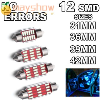 Mayshow หลอดไฟอ่านหนังสือ LED 12 SMD 4014 ไม่มีข้อผิดพลาด สําหรับติดตกแต่งภายในรถยนต์ 1 ชิ้น