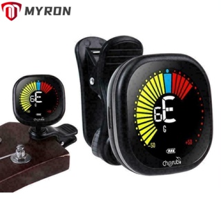 Myron จูนเนอร์กีตาร์ แบบชาร์จไฟได้ 360°แคลมป์จูนเนอร์ หน้าจอสี LCD หมุนได้ ทนทาน สําหรับไวโอลิน