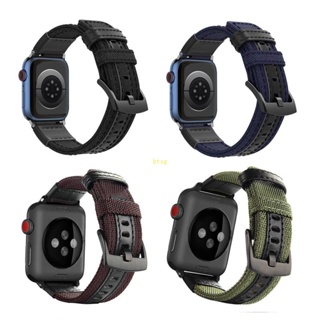 Btsg สายนาฬิกาข้อมือไนล่อน หนัง PU สําหรับ Apple Watch Series 7 6 5 4 3 2 1