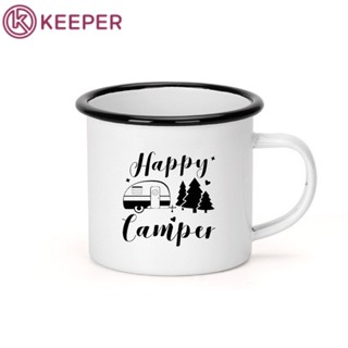 [จัดส่งใน 24 ชม.] Caravan Print Camping Mug Camping Enamel Mug Adventure Campfire Party Beer Juice Mug 【keeper】