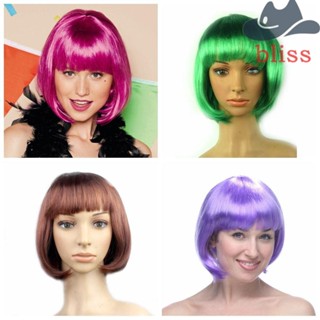 Bliss วิกผมบ๊อบสั้น ตรง ระบายอากาศ สีชมพู สําหรับคอสเพลย์ปาร์ตี้คริสต์มาส