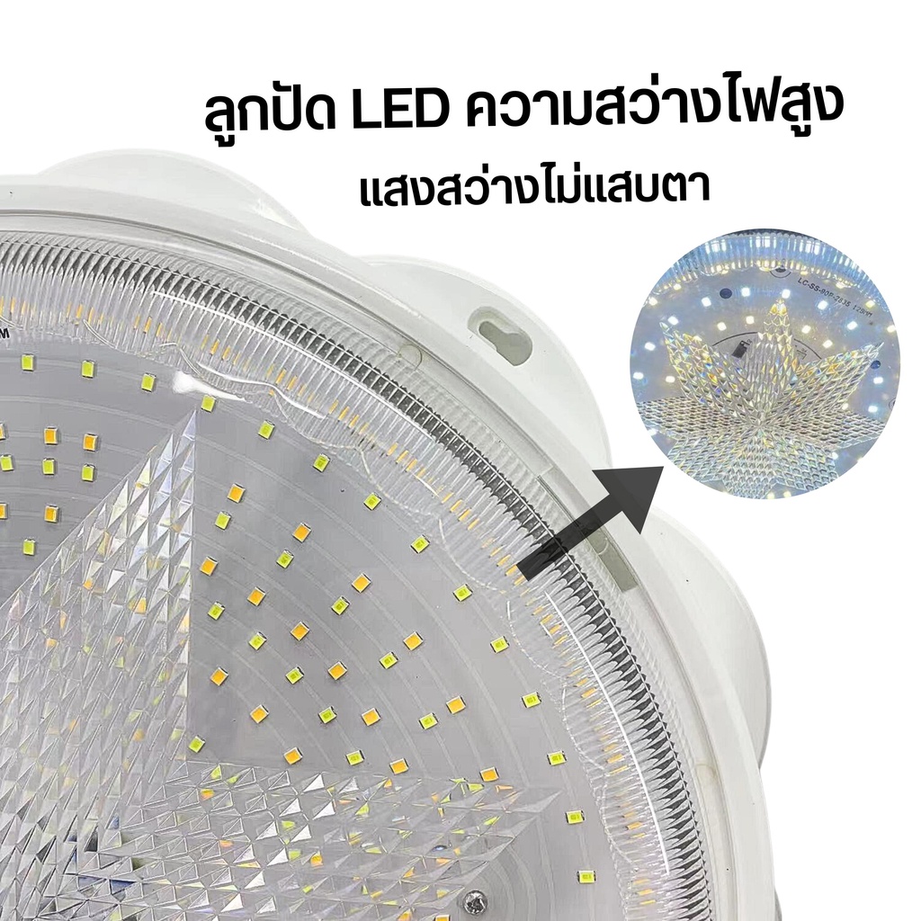 โคมไฟเพดาน ไฟโซล่าเซลล ไฟ LED แสงสว่างอัตโนมัติเมื่อฟ้ามืด ชาร์จไฟอัตโนมัติ - รูปที่ 3