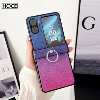 เคสโทรศัพท์มือถือ ผ้าไหม ไล่โทนสี พร้อมแหวนนิ้ว หลากสี สําหรับ OPPO Find N2 Flip n2flip 5G