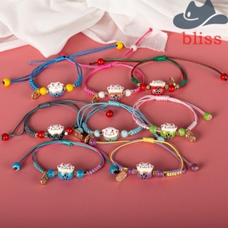 Bliss สร้อยข้อมือเซรามิค ลายการ์ตูนแมวนําโชค หลากสี เหมาะกับของขวัญ สําหรับผู้หญิง