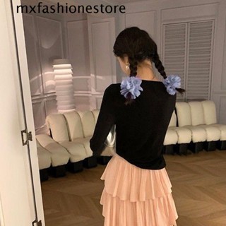 Mxfashione ตาข่ายขนาดใหญ่ Scrunchies อารมณ์หรูหราของขวัญผมเครื่องประดับผมลูกไม้ลายจุดสไตล์เกาหลีเชือกผม