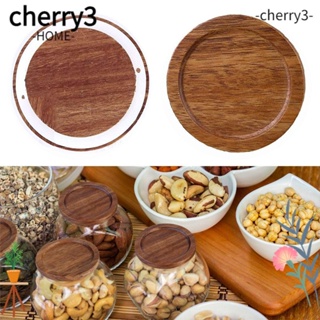 Cherry3 ฝาขวดโหลไม้ซิลิโคน สีน้ําตาล ใช้ซ้ําได้ 85 มม. 70 มม. 2 ชิ้น