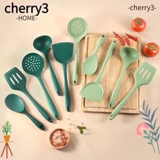 Cherry3 ชุดเครื่องครัว ทัพพีซิลิโคน ด้ามจับยาว ไม่เหนียวติด สําหรับทําอาหาร ซุป ทัพพี 5 ชิ้น ต่อชุด