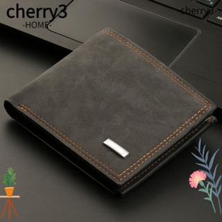 Cherry3 กระเป๋าสตางค์ หนัง PU ใบสั้น จุของได้เยอะ สีพื้น สไตล์มินิมอล สําหรับกลางแจ้ง