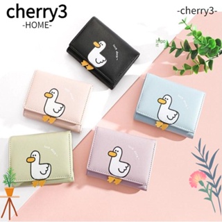 Cherry3 กระเป๋าสตางค์ใบสั้น หนัง PU ลายเป็ดน่ารัก ใส่เหรียญได้หลายใบ ใส่บัตรได้ สําหรับผู้หญิง