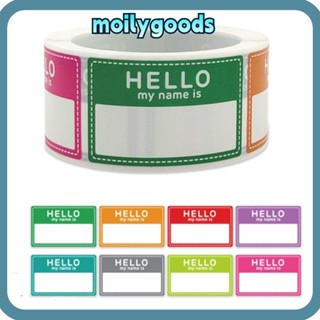 Moilyhd สติกเกอร์แท็กชื่อเปล่า มีกาวในตัว ลาย Hello My Name is 8 สี อเนกประสงค์ สําหรับติดตกแต่งบ้าน 200 ชิ้น