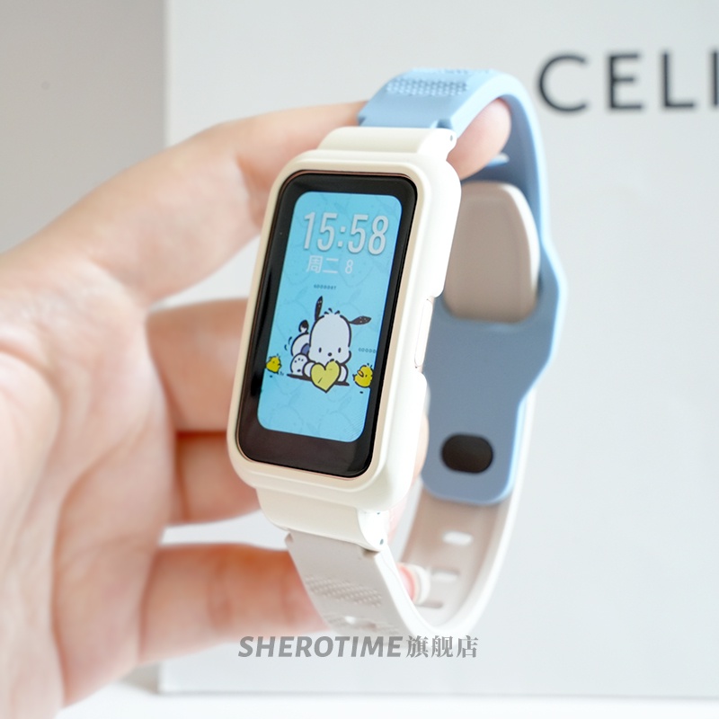 สายนาฬิกาข้อมือซิลิโคน พร้อมเคสโลหะ แบบเปลี่ยน สําหรับ Huawei Band 8 7 6 Huawei Band8 Band7/9