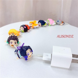 Alisondz ตัวป้องกันสายเคเบิล อะนิเมะ สําหรับโทรศัพท์ Kimetsu No Yaiba Cable Winder Kamado Nezuko Cord Protector