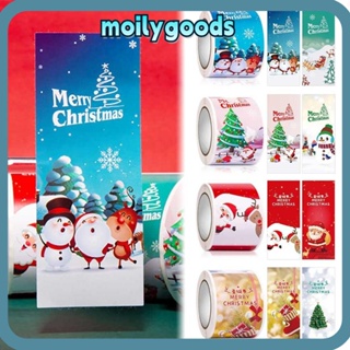 Moilyhd สติกเกอร์ป้ายแท็ก ลาย Merry Christmas สร้างสรรค์ สําหรับติดตกแต่งกล่องของขวัญ 100 ชิ้น