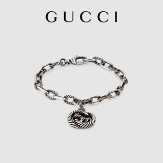 [พร้อมกล่องบรรจุภัณฑ์] พร้อมส่ง GUCCI GUCCI สร้อยข้อมือเงินคู่ G