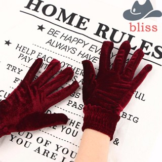 Bliss ถุงมือขับรถ กํามะหยี่ สีทอง ปาร์ตี้ ฤดูหนาว อบอุ่น นุ่ม สีพื้น สําหรับผู้หญิง