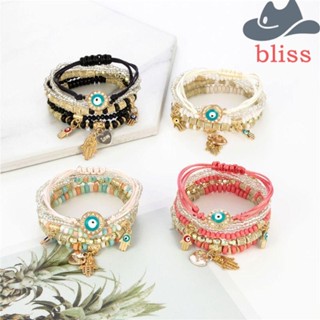 Bliss สร้อยข้อมือ เชือกถัก แฮนด์เมด ปรับได้ สไตล์โบฮีเมียน 6 ชิ้น ต่อชุด