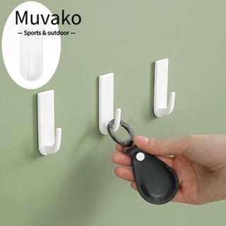 Muvako ตะขอแขวนผ้าขนหนู พลาสติก สีขาว ติดตั้งง่าย ทนทาน ไม่ต้องเจาะ 6 ชิ้น สําหรับห้องน้ํา ห้องครัว