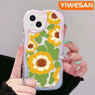 เคสโทรศัพท์มือถือ ซิลิโคนนิ่ม ใส กันกระแทก ลายภาพวาดสีน้ํามัน รูปดอกทานตะวัน สําหรับ iPhone 14 Pro Max 14 Plus 13 Pro Max 13 Mini