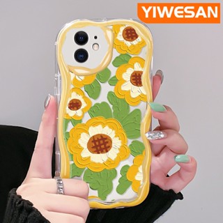 เคสโทรศัพท์มือถือ ซิลิโคนนิ่ม ใส กันกระแทก ลายภาพวาดสีน้ํามัน รูปดอกทานตะวัน สําหรับ iPhone 11 11 Pro 11 Pro Max