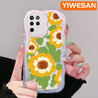 เคสโทรศัพท์มือถือ ซิลิโคนนิ่ม ใส กันกระแทก ลายภาพวาดสีน้ํามัน รูปดอกทานตะวัน สําหรับ OPPO A94 4G F19 Pro Reno 5F Reno 5 Lite