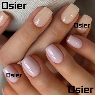 Osier1 เล็บปลอม แบบเต็มรูปแบบ ถอดออกได้ สีชมพู สไตล์ฝรั่งเศส เหมาะกับฤดูร้อน สําหรับตกแต่งเล็บ DIY