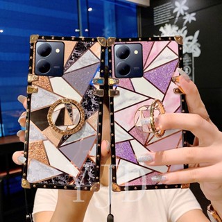 เคสโทรศัพท์มือถือ กันกระแทก ประดับเพชร พร้อมขาตั้ง สําหรับ Vivo Y27