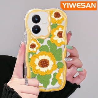 เคสโทรศัพท์มือถือ ซิลิโคนนิ่ม ใส กันกระแทก ลายภาพวาดสีน้ํามัน รูปดอกทานตะวัน สําหรับ VIVO Y22 Y22s