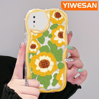 เคสโทรศัพท์ ซิลิโคนนิ่ม ใส กันกระแทก ลายภาพวาดสีน้ํามัน รูปดอกทานตะวัน สําหรับ VIVO Y93 Y93s Y91 Y91i Y95