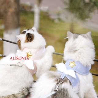 Alisond1 เสื้อกั๊ก พร้อมปีก น่ารัก กันหนี อุปกรณ์เสริม สําหรับสัตว์เลี้ยง แมวเดินจูง