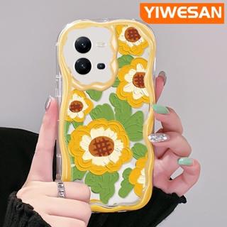 เคสโทรศัพท์มือถือ ซิลิโคนนิ่ม ใส กันกระแทก ลายภาพวาดสีน้ํามัน รูปดอกทานตะวัน สําหรับ VIVO V25 5G V25E X80 Lite V21E Y73 2020