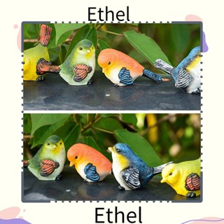 Ethel1 โมเดลรูปปั้นนก ของขวัญ สําหรับทําภูมิทัศน์กลางแจ้ง ในร่ม 4 ชิ้น