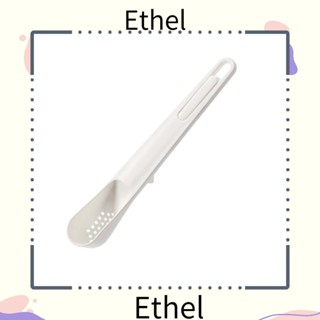 Ethel1 2-in-1 ช้อนส้อมพลาสติก ขนาดเล็ก แบบพกพา ทนทาน อเนกประสงค์ สีขาว สําหรับกรองน้ํามัน น้ําผลไม้