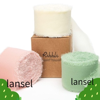 Lansel ริบบิ้นผ้าไหม สีงาช้าง สีชมพู 1.5 นิ้ว x 33 หลา 6 ม้วน