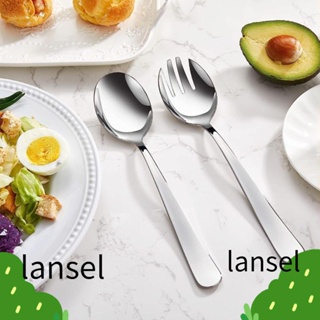 Lansel ช้อนสลัด สเตนเลส ด้ามจับยาว 9.45 นิ้ว สีเงิน สําหรับร้านอาหาร 2 ชิ้น